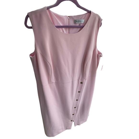 Kasper Plus Size Sleeveless Snap Sheath Dress - NWT 20W Tutu Pink - Picture 2 of 6